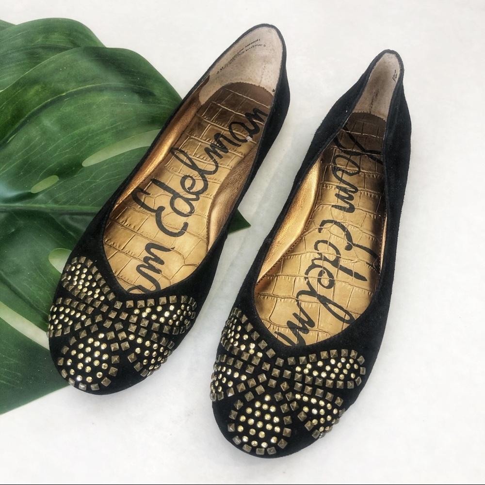 Sam Edelman Studded Black Suede Flats Size 8